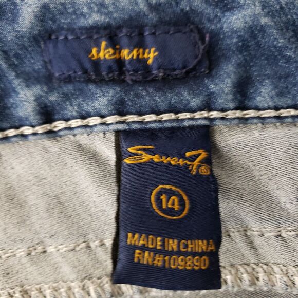 Seven 7 Skinny Jeans Womens 14 Dark Wash Embellished Pockets 38x28 - Picture 9 of 11